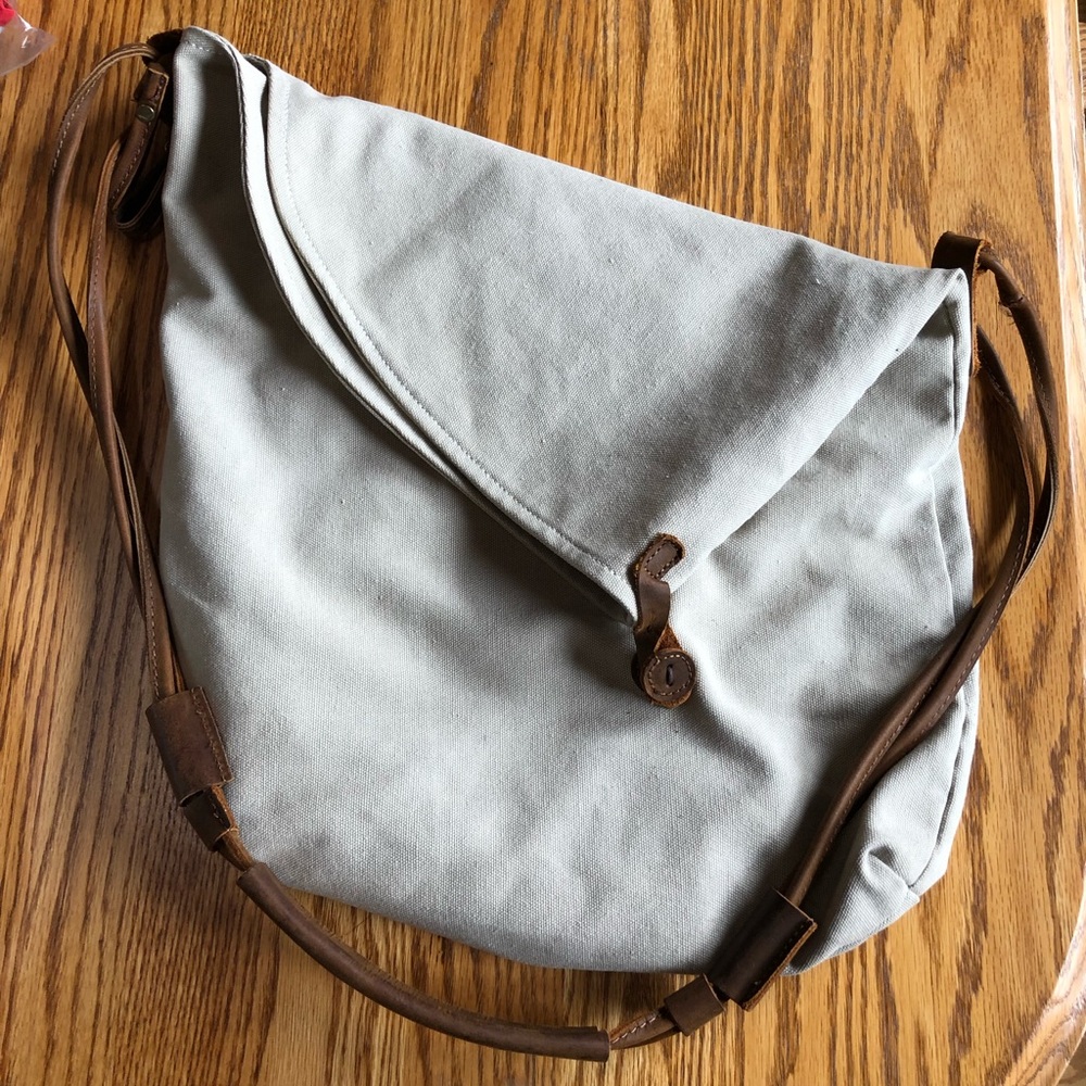 Canvas and Leather Cross Body Bag